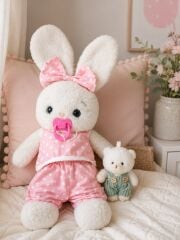Mellito Toyzz Beybi Emzikli Tavşan Peluş Oyuncak 40 Cm